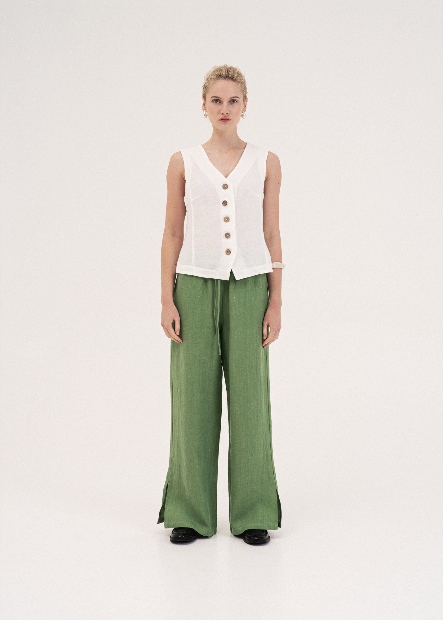AmourLinen Linen dress Leah wide linen pants with slits Leah wide linen pants with slits